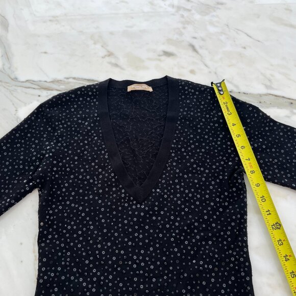 MICHAEL KORS COLLECTION BLACK SEQUINS V-KNECK SWEATER SIZE S NWOTS! - Picture 10 of 13